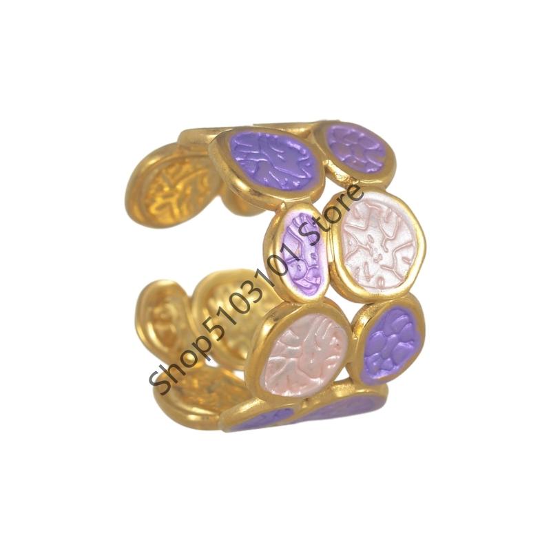 

X6HE Modern Irregular Double Circle Ring Adjustable Design Stainless Steel Jewelry For Women Casual Or Formal Occasions