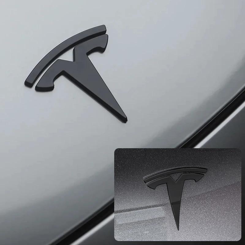 For Tesla Model 3 Mode Y Zinc Alloy Car Front Hood Logo Sticker Styling Auto Body Rear Trunk Emblem with Radian Accessories