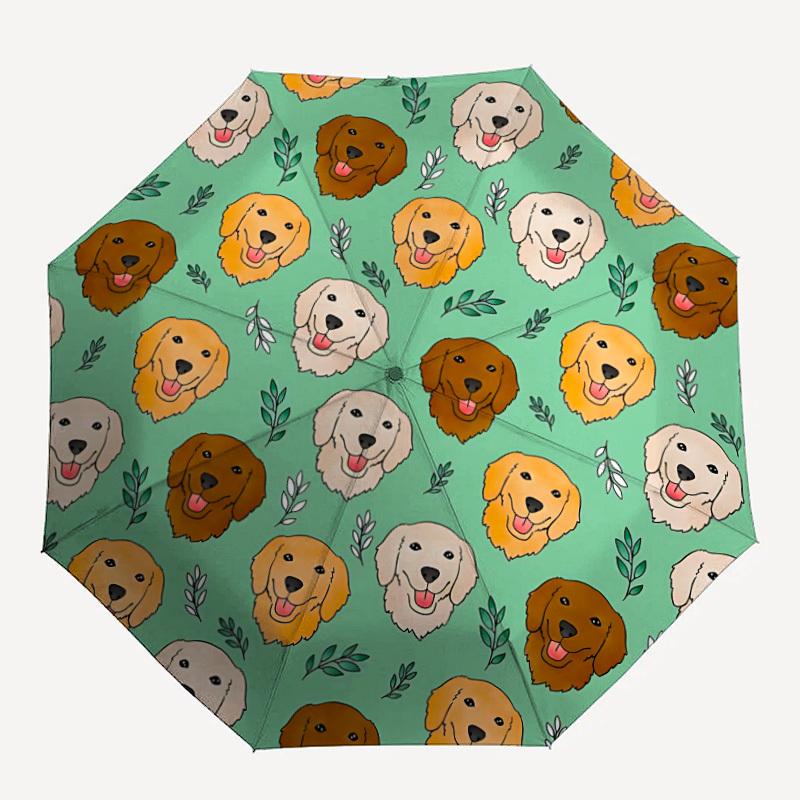 

1pc Golden Retriever Pattern Automatic Open/Close Umbrella, Compact Travel Umbrella, 8-Rib Sturdy Frame - Ideal Gift for Friends yy251118099