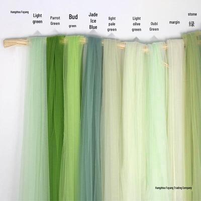 Green Soft Yarn Curtain Net for Kindergarten Decoration, Scene Layout, Wedding Backdrop, and Dress Fabric