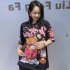 Summer New Round-neck Pullover Printed Short-sleeved Top for Women, Fashionable and Versatile, with Glittering Sequins.