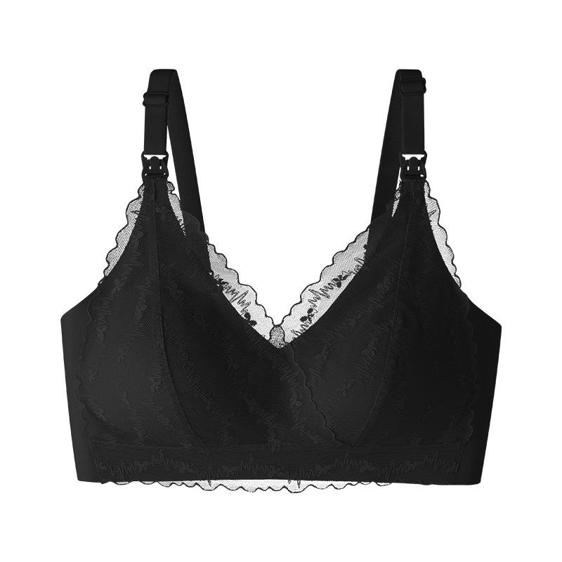 Lace Wireless Nursing Bra - Seamless Thin Push Up Anti-Sagging Maternity Bra for Pregnancy & Postpartum 2XL（40/90CD）