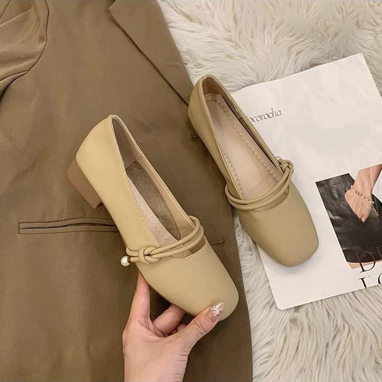 Mary Jane Fairy with Skirt Shallow Mouth Single Shoes Girl 2025 Spring New Late Evening Wind Gentle Flat-soled Grandma Ladle Shoes