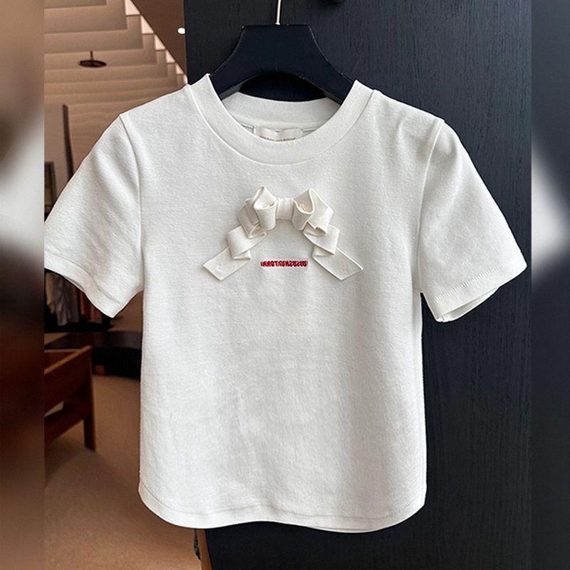 

Канал Скот Товары! Супер Трещиноватый Уникальный Шикарный Белые Банты Футболка с Коротким Рукавом Внутреннее Белье Нишевый Стиль Нежные Топы Лето White T-Shirt S