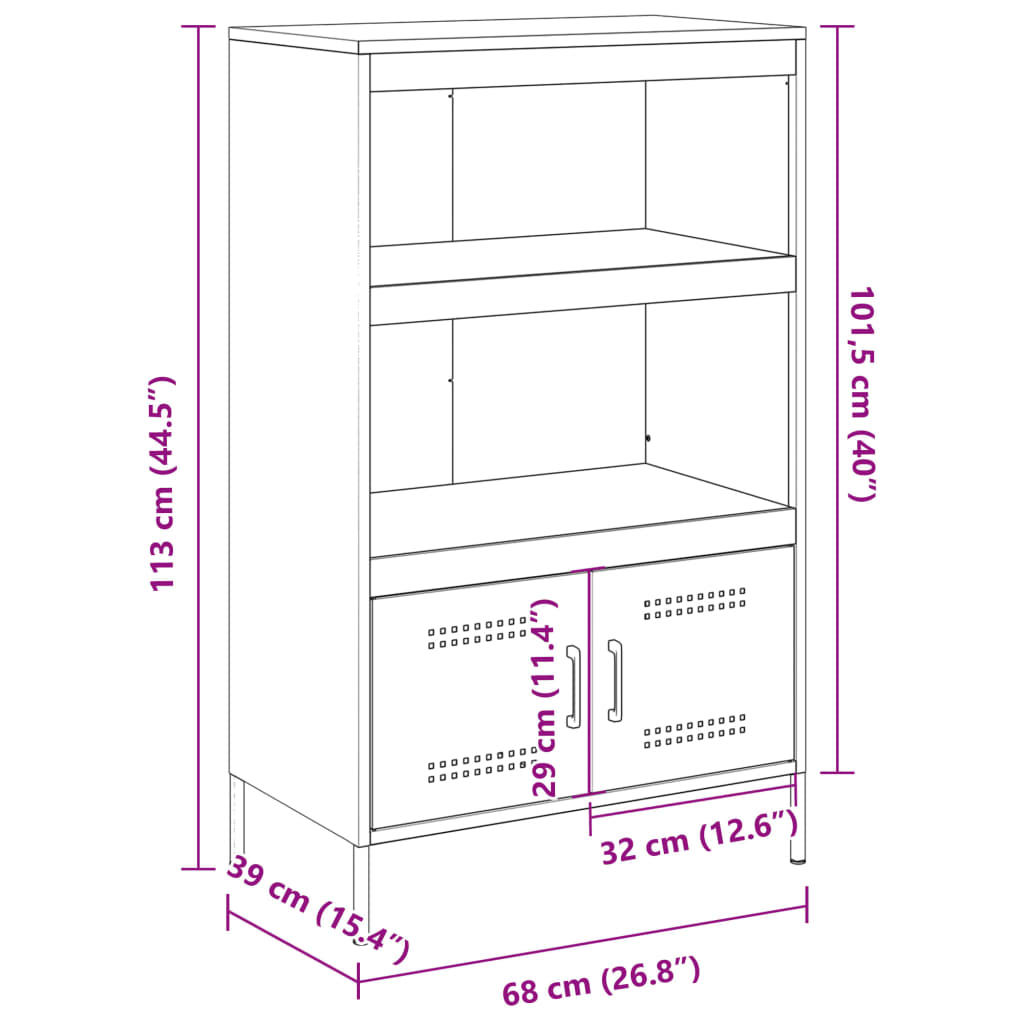 Highboard Black 68 x 39 x 113 cm Steel