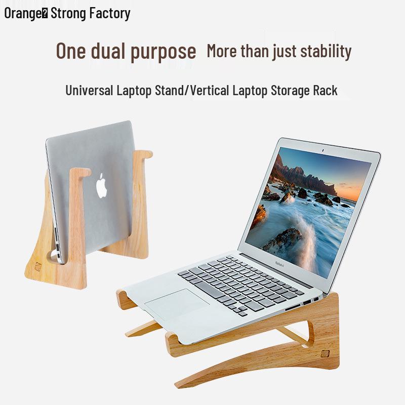 2025 Wooden Vertical Laptop Stand with Cooling and Neck Protection for Home Use