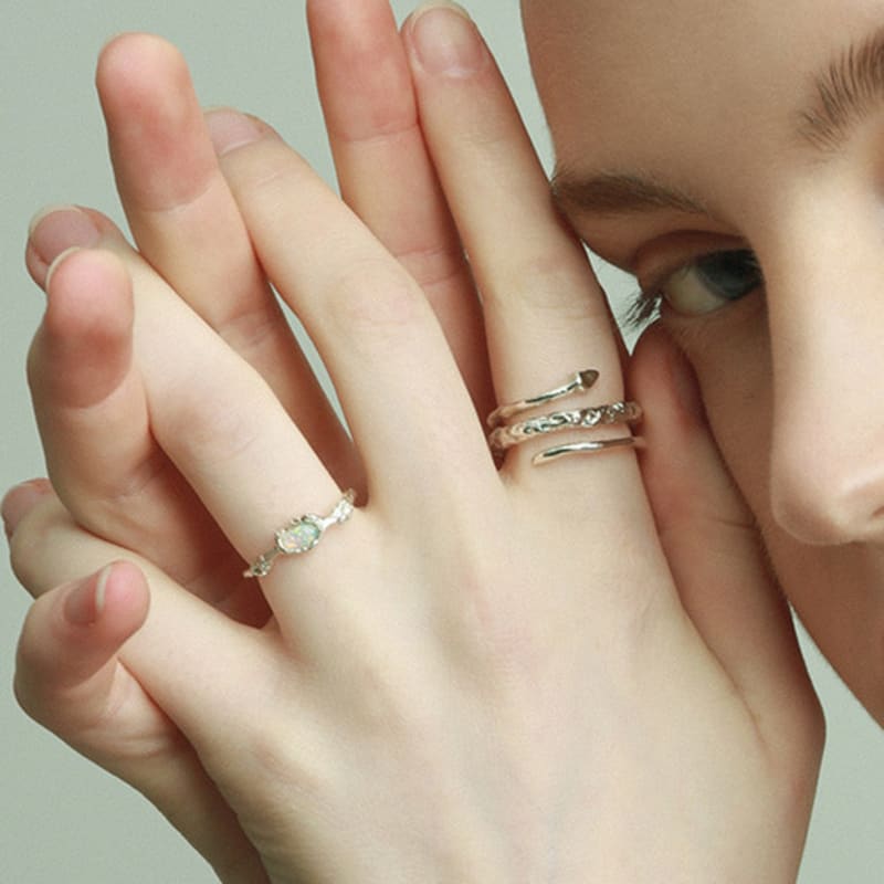 POPPI Classic opal silver ring