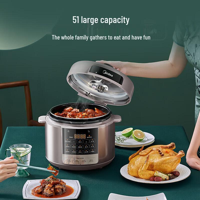 Midea 5L Electric Pressure Cooker with Double Pots, 1000W CN plug (adapter included)
