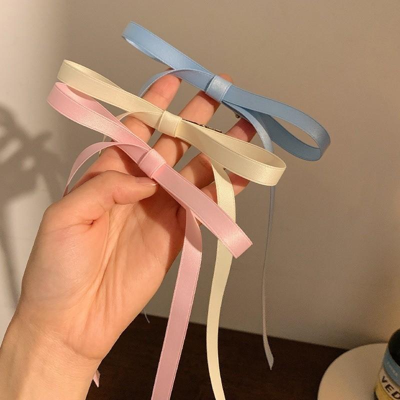 Solid Color Ribbon Hair Clip Female Long Streamer Sweet Temperament Duckbill Clip Simple Hair Accessories