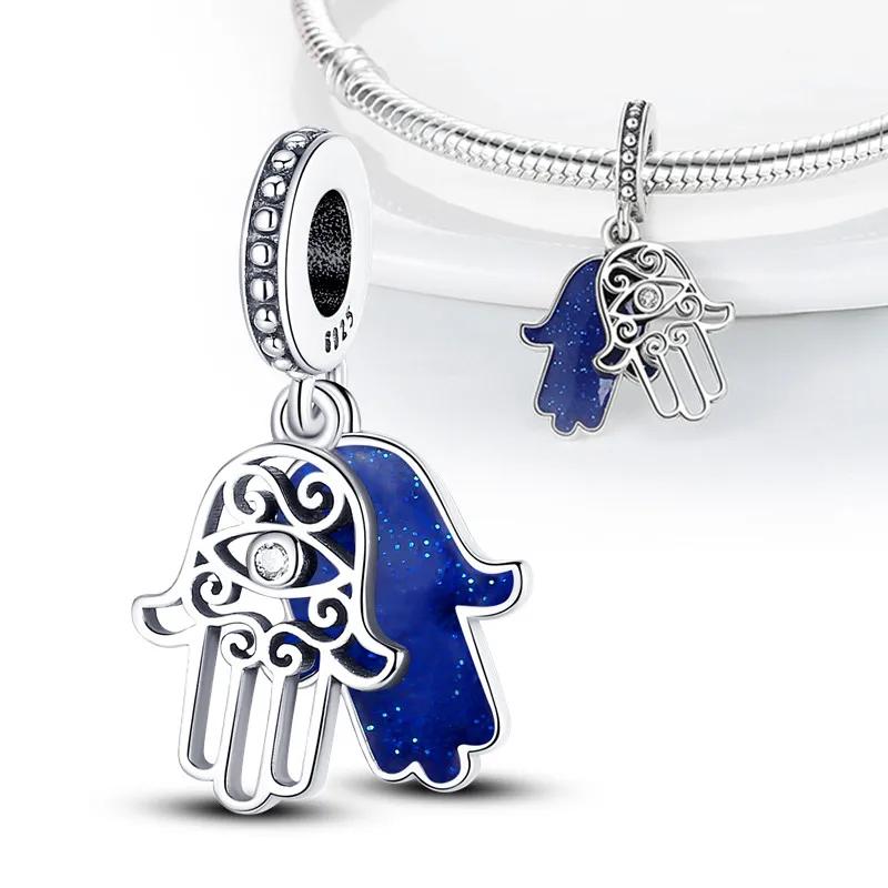 Charms Plata Real Copper Colors Star Lucky Blue Devil Eyes Pendant Charm Fits Original Bracelet Handmade DIY Fine Jewelry Gift For Women