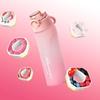 Playful Fruity Frosted Gradient Water Bottle: Zero Sugar, Zero Calorie, Two-Color Straw Plastic Cup.