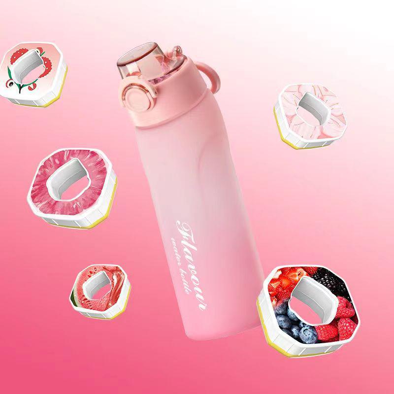 Playful Fruity Frosted Gradient Water Bottle: Zero Sugar, Zero Calorie, Two-Color Straw Plastic Cup.