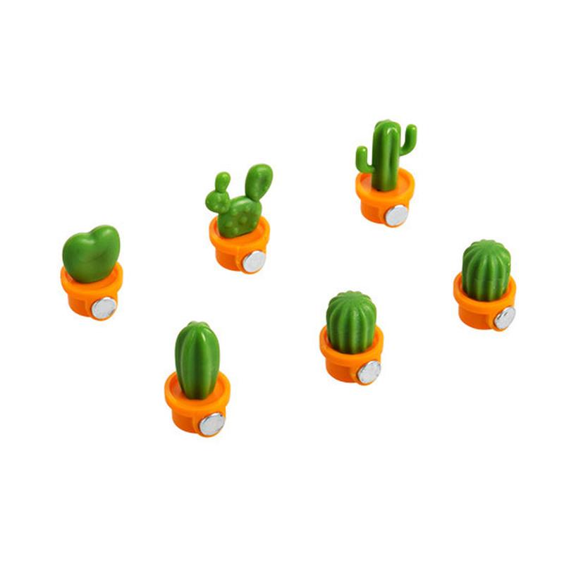 

6Pcs / Set 3D мила соковита дошка оголошень рослин і нагадування для кухонного холодильника Магнітна кнопка Інструмент для прикраси кактуса помаранчевий