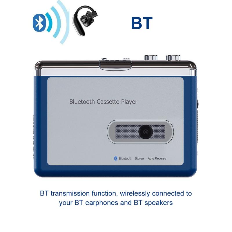 Nešiojamas retro kasetinis muzikos grotuvas asmeninis Walkman kasetės palaikymas 3,5 mm ausinės belaidis Bluetooth kasetinis grotuvas siųstuvas