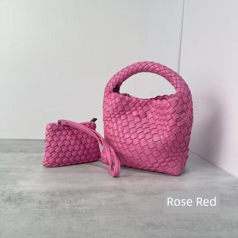 

Маленькая плетеная сумка женская кожаная маленькая сумка-ведро сумка-цепочка мини-сумка ручная сумка через плечо сумка-мессенджер Rose Red(Send liner small bag + chain)
