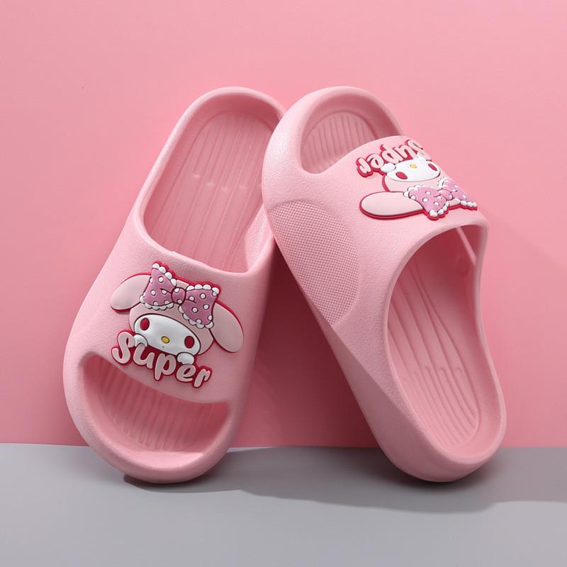 Pink Cartoon Style Summer Girls Slippers Breathable Soft Eva Material Indoor Home Use
