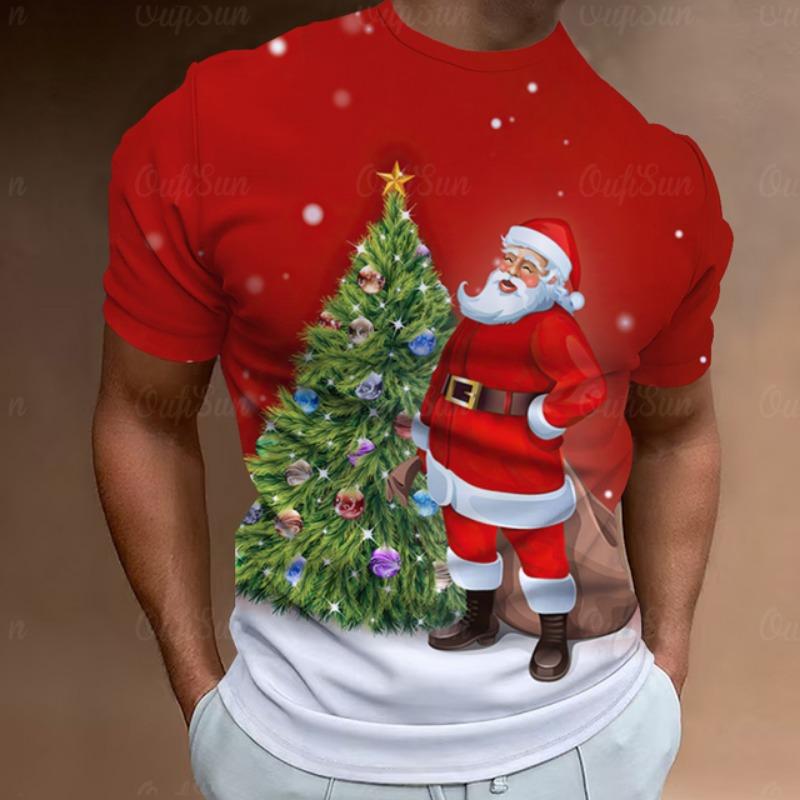 Christmas T-Shirts For Men 3d Santa Claus Printed Street Designer Short Sleeved Loose Oversized T Shirts Fashion New Tops Tees