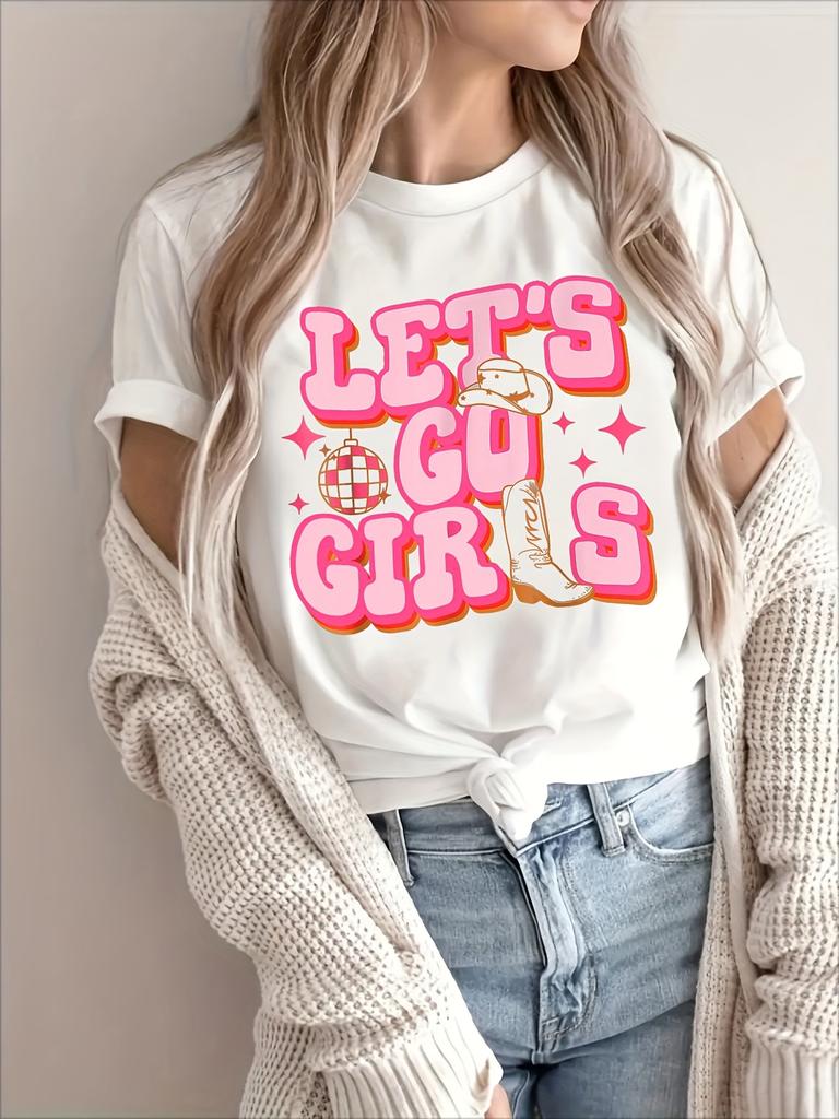 Letter Print T Shirt Harajuku Style Summer & Summer Women'S Graphic T-Shirts Short Sleeve Fashion Casual Sport Basic Clothes