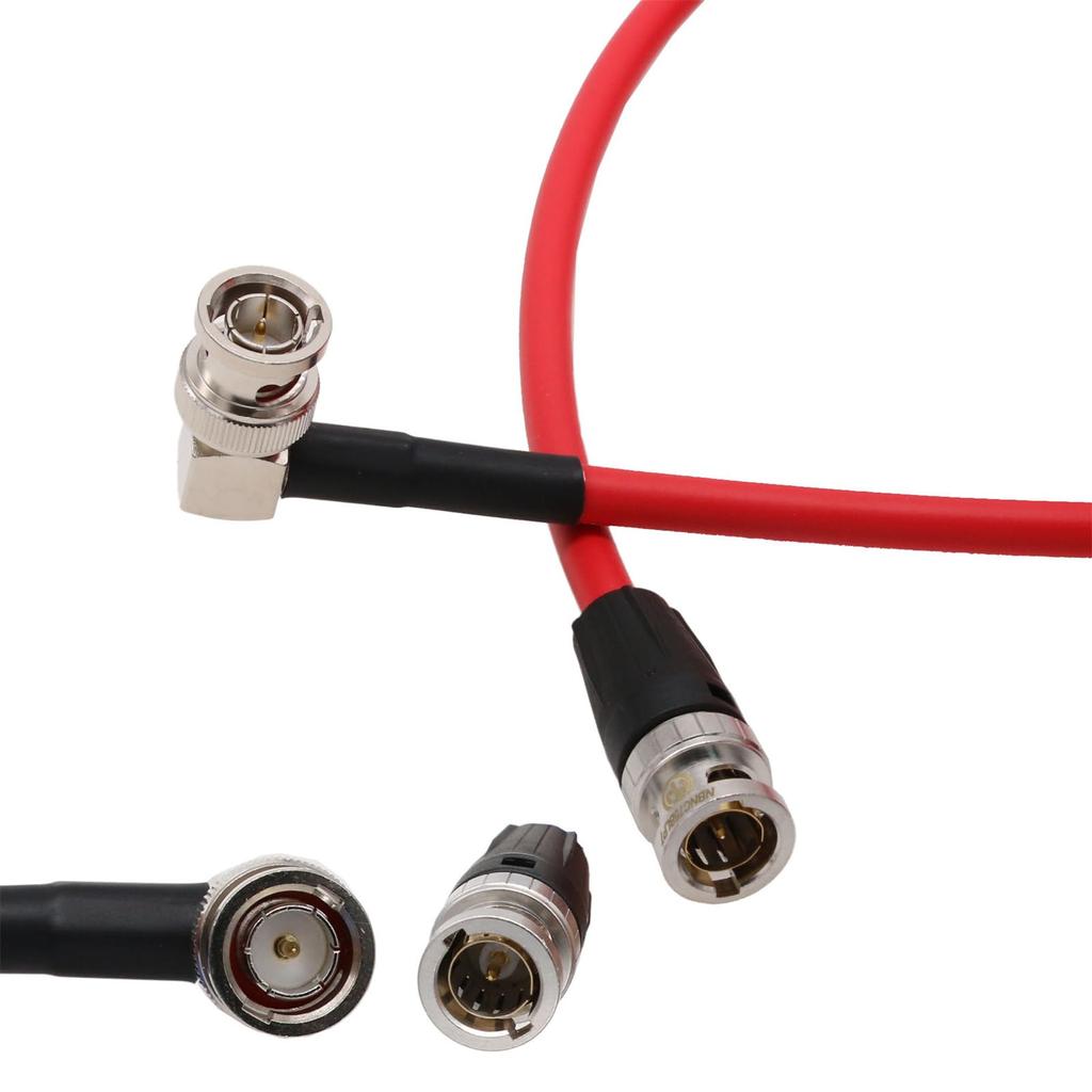 HangTon 12G SDI Raw 4K 60p Video Cable Right Angle to Straight BNC 75 Ohm Coaxial Shield for Sony Alexa DSMC2 Blackmagic and Atomos Monitors Cameras,
