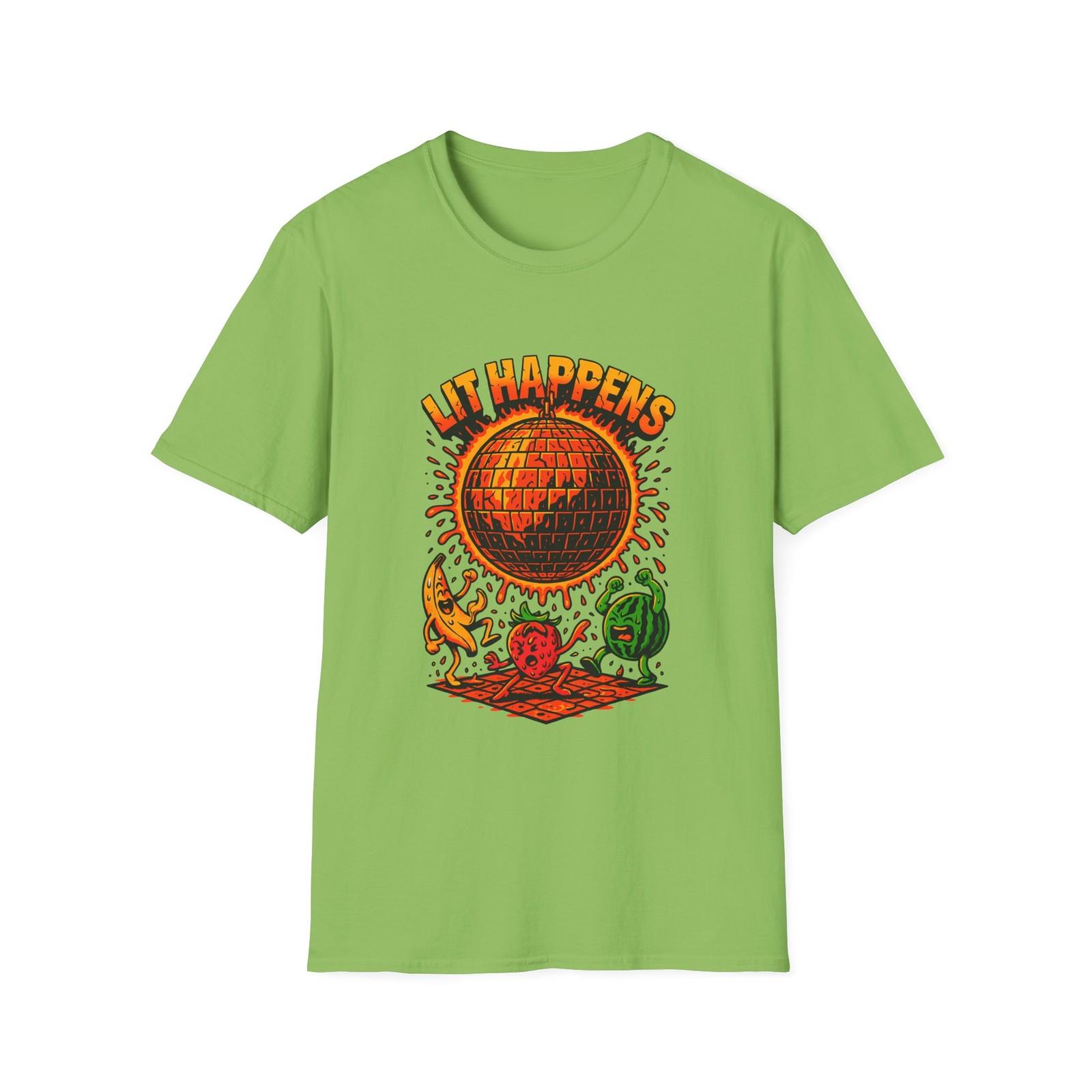 Unisex Softstyle T-Shirt Mens Womens Tees Top Molten Disco Ball Fruit Dance Party Fun Tee S