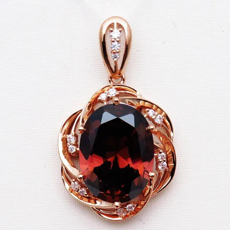 

Классический Дворцовый Стиль Цветочная Подвеска Розовое Золото Роскошное и Изысканное Ожерелье с Глубоким Рубином для Женщин цепочка для ключицы Свадебный Циркон 45cm