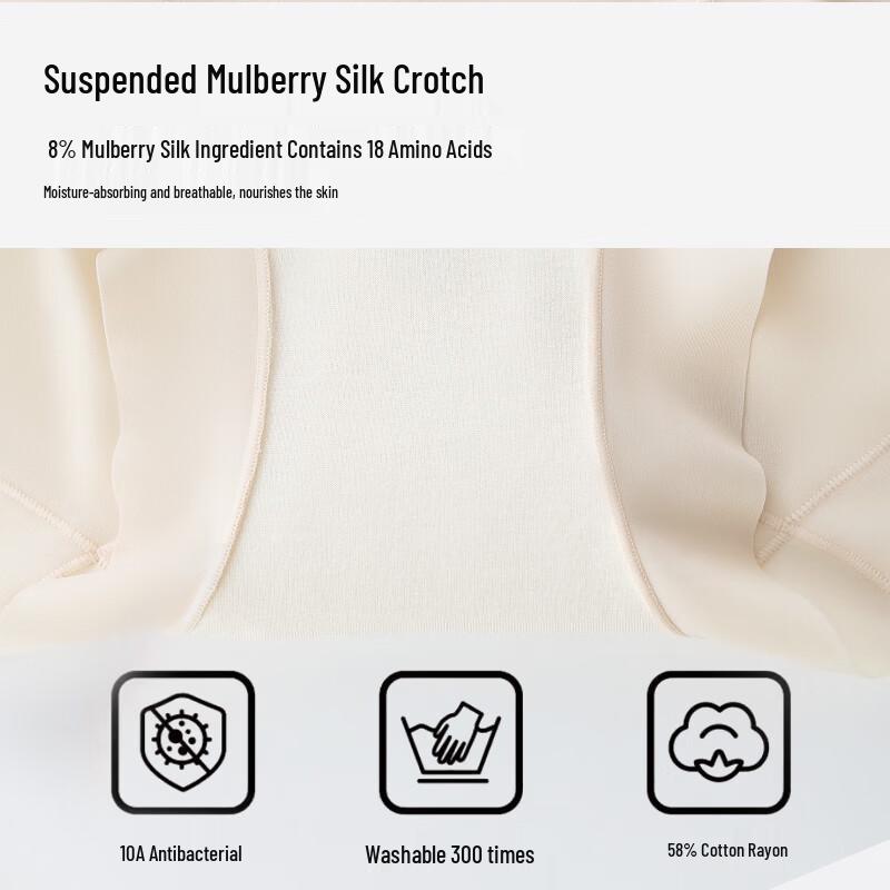 Tingmei Women's High-Waist Tummy Control Antibacterial Seamless Briefs