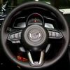 Schwarze Mikrofaserleder Handgenähte Auto-Lenkradabdeckung für Mazda 3/6 Axela 2017-2018 Atenza CX-3 CX-5CX-9 Autozubehör