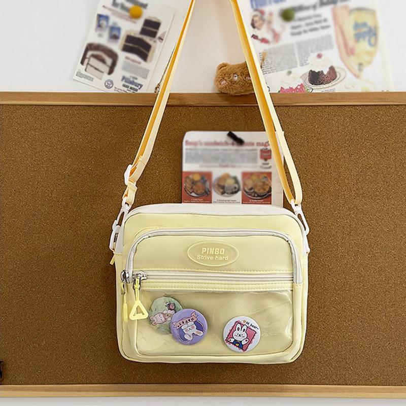 

2025 Новая модная сумка через плечо в корейском стиле Милая сумка через плечо Сумка-мессенджер в стиле аниме Нейлоновая студенческая сумка 22*6*18cm жёлтый