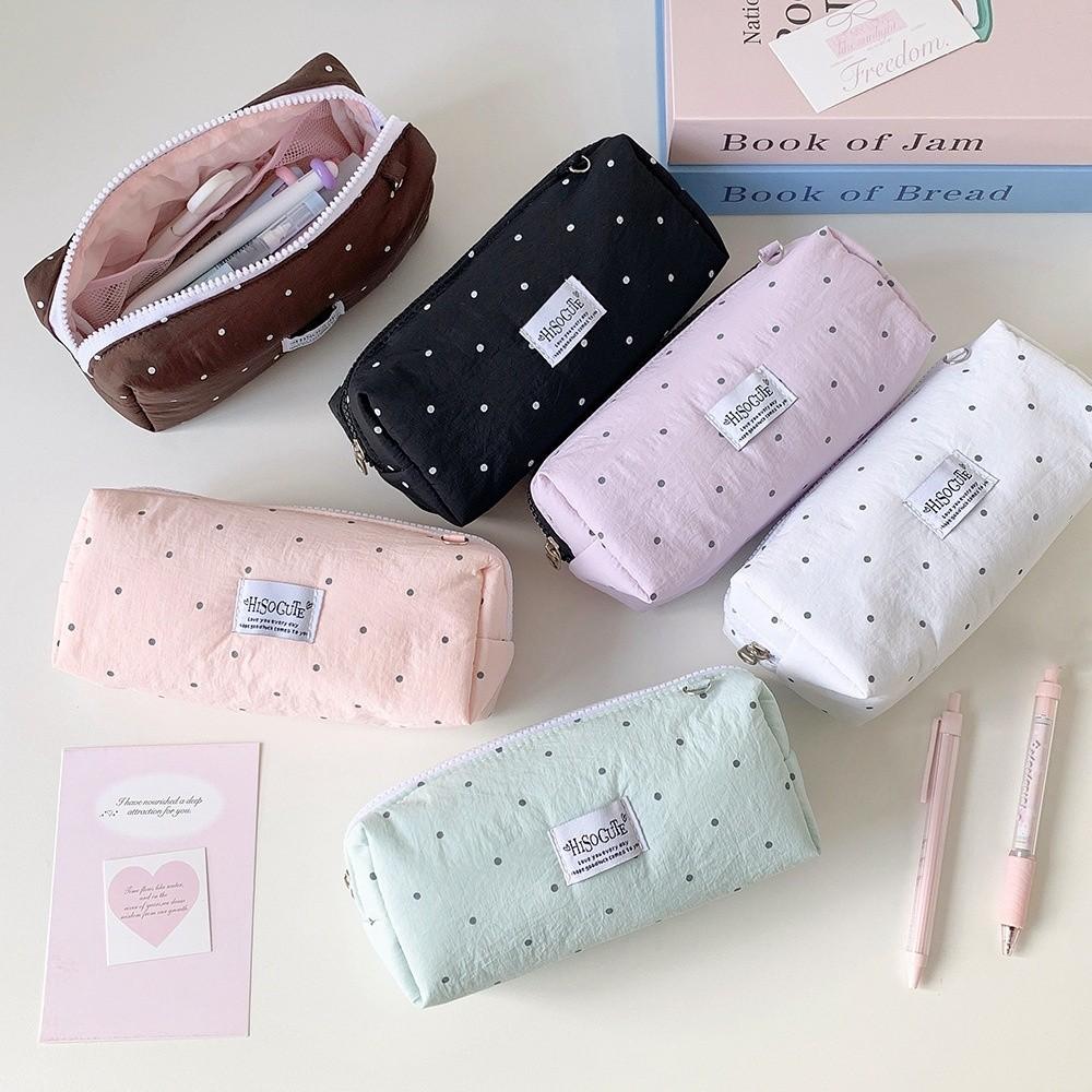 Large Capacity Y2k Dots Pencil Case Desktop Storage Cloth Stationery Bag  Office