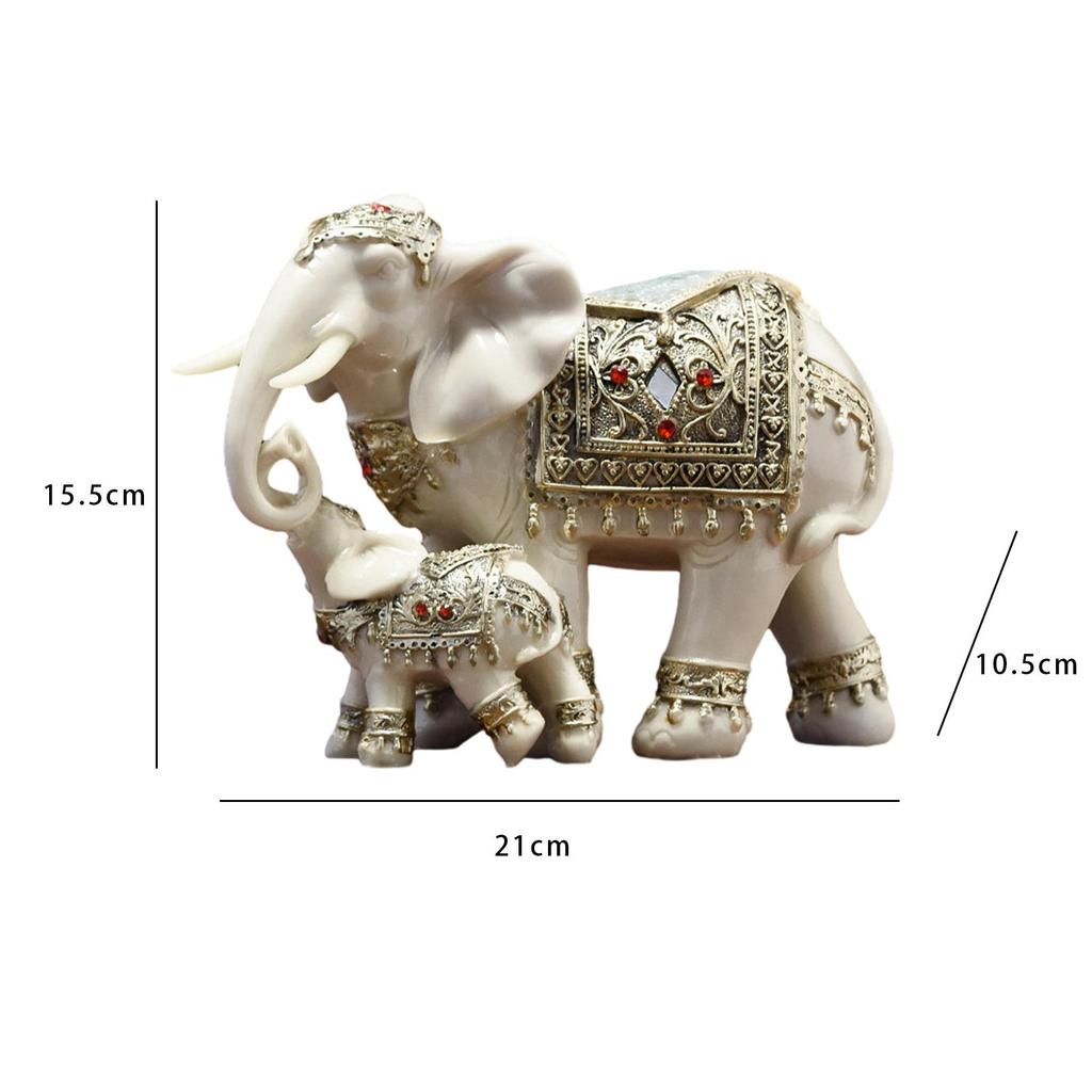 Elephant Family Statues Standing Figurines Multipurpose 21x10.5x15.5cm Tabletop Decoration for Livingroom Fine Workmanship