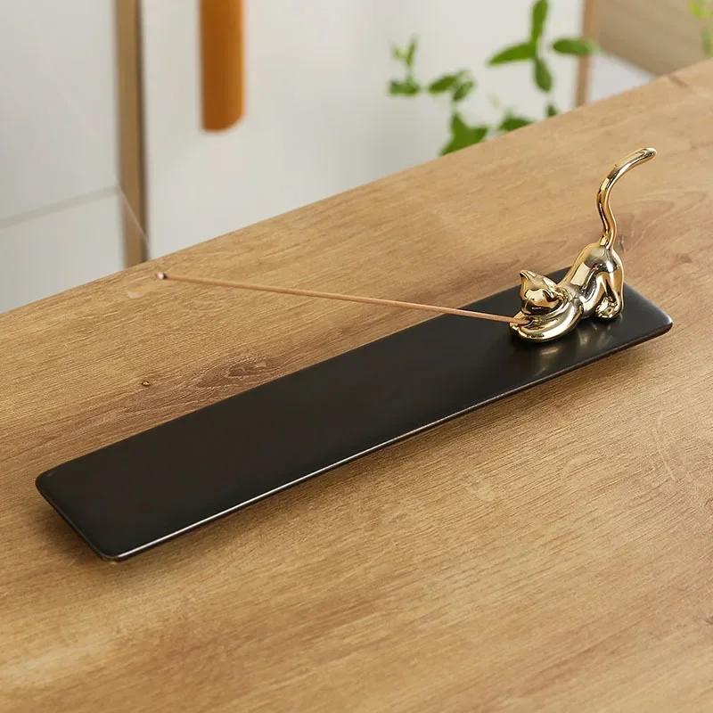 1pc,Home Decor Incense Burner Cute Cat Lovely Rabbit Incense Stick Holder Ceramic Handicraft Girl Friend Gifts- Without Incense