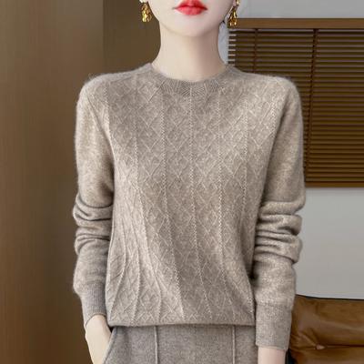Women's Autumn O-neck Knitwear Cashmere Pullover Winter Long Sleeve Solid Comfortable Top