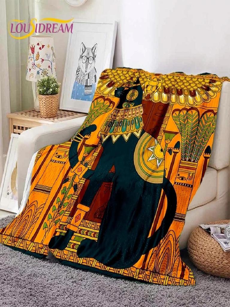 D Pharaoh Hieroglyphic Egyptian Mythology Throw Blanket Soft Warm for Picnic Bed Sofa Home Bedroom Comfort