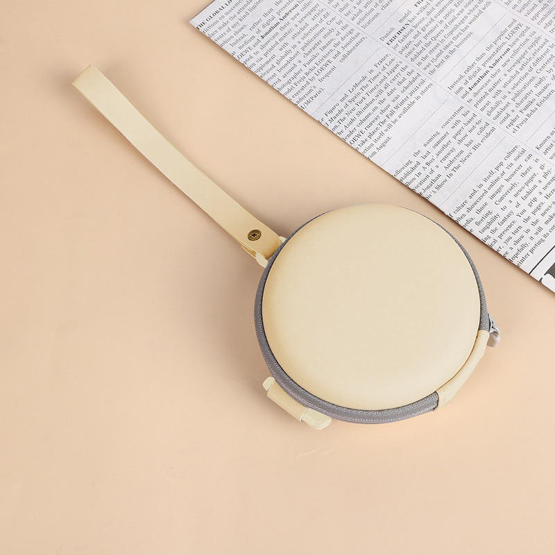 Foldable Round Sunglasses Storage Case Retro Fashion Beige Eyeglasses Pouch Eva Folding Glasses Case Portable Storage Bag