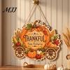 Harvest Theme Home Decoration Thanksgiving Front Door Hanging Sign, Pumpkin Turkey Pattern Hanger, Autumn Indoor Outdoor Holiday Sign Wall Ornament