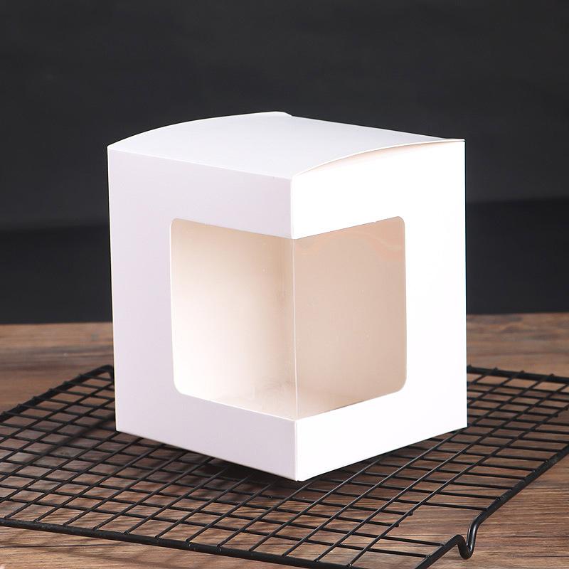 WTEMPO 10PCS Transparent Window Mug Boxes Mugs Gift Boxes Mugs White Paper Packaging Boxes Birthday Wedding Creative DIY Graffitable Gift Boxes
