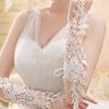 Lace Crystal Women’s Wedding Gloves Fingerless Elbow Bridal Floral Ivory Long Accessory for Bride