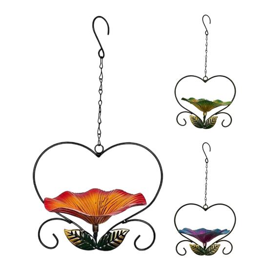 Závěsný kovový krmítko pro ptáky Odolný proti povětrnostním vlivům Láska Srdce Květina Ptačí koupaliště Venkovní Zahrada Terasa Dvůr Ptačí napáječka Krmící miska
