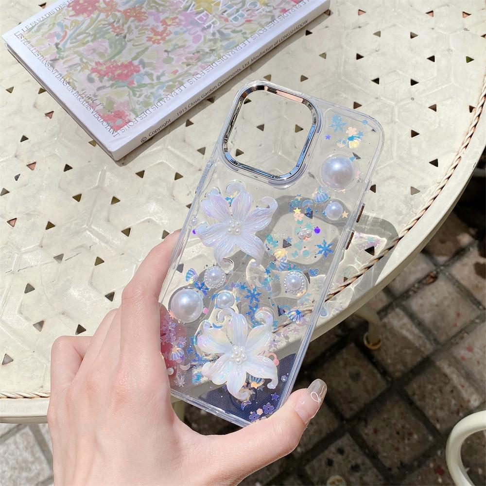 Transparente 3D Dreidimensionale Blume Handyhülle für iPhone 11 12 13 14 15 16 Pro Max Stoßfeste Hülle Funda für iPhone Hüllen