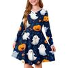 Girls' Summer Princess Dress Halloween Day- Long Sleeve A-Line T-Shirt Dress
