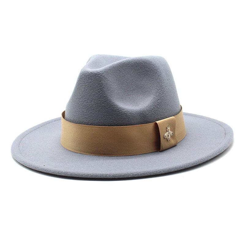 Autumn and Winter Big Eave Hat Fashion Woolen Top Hat Men's and Women's Woolen Panama Jazz Fedora