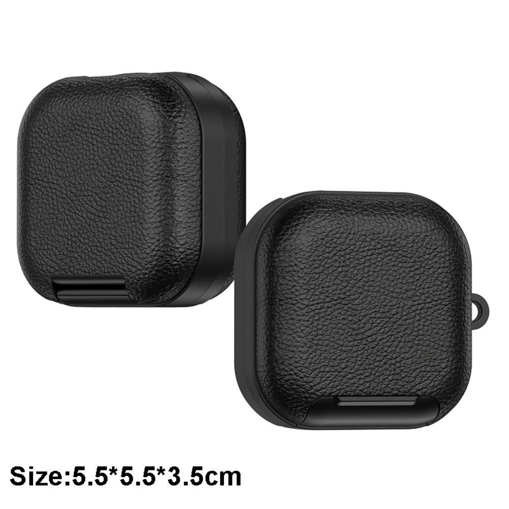 Leather Earphone Case Lychee Grain with Phone Stand Earbuds Cover Full Cover Shell Shockproof for Samsung Galaxy Buds4/4pro