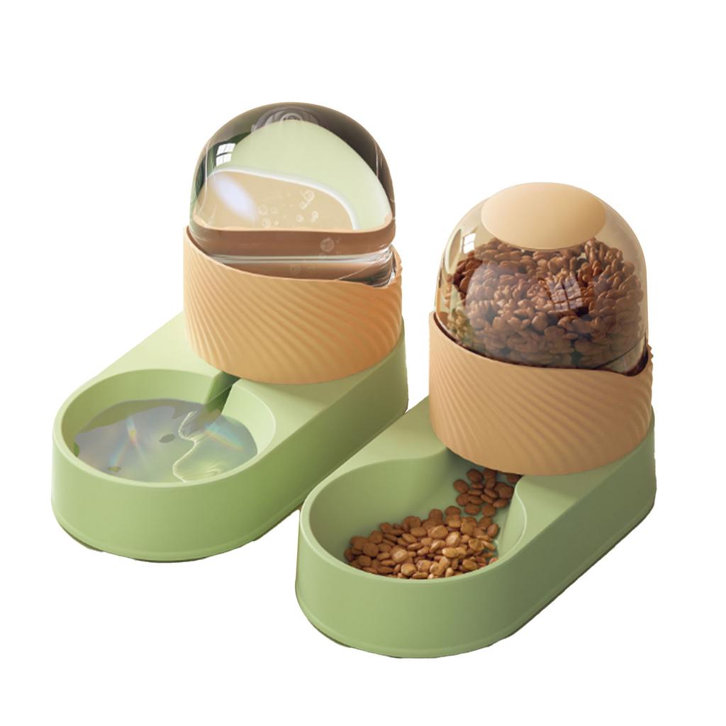Pet Water Food Dispenser Transparent Removable Automatic Cat Feeder Waterer Set for Dog Puppy