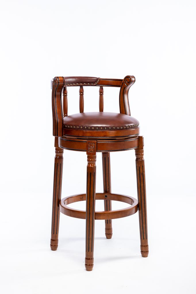 Cow Top Leather Wooden Bar Stools, 360 Degree Swivel Bar Chair with Backs,Bar Height Couner Height Barstools for Home Kitchen Dining Room and Bar Room