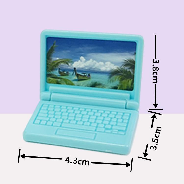 Mini Cartoon Laptop Model for Kids' Dollhouse Decor