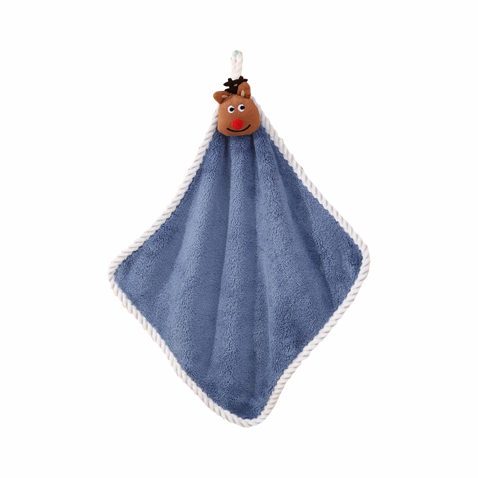 

Coral Velvet Hand Towel Soft And Cute Hanging Towel Rag One Size синий