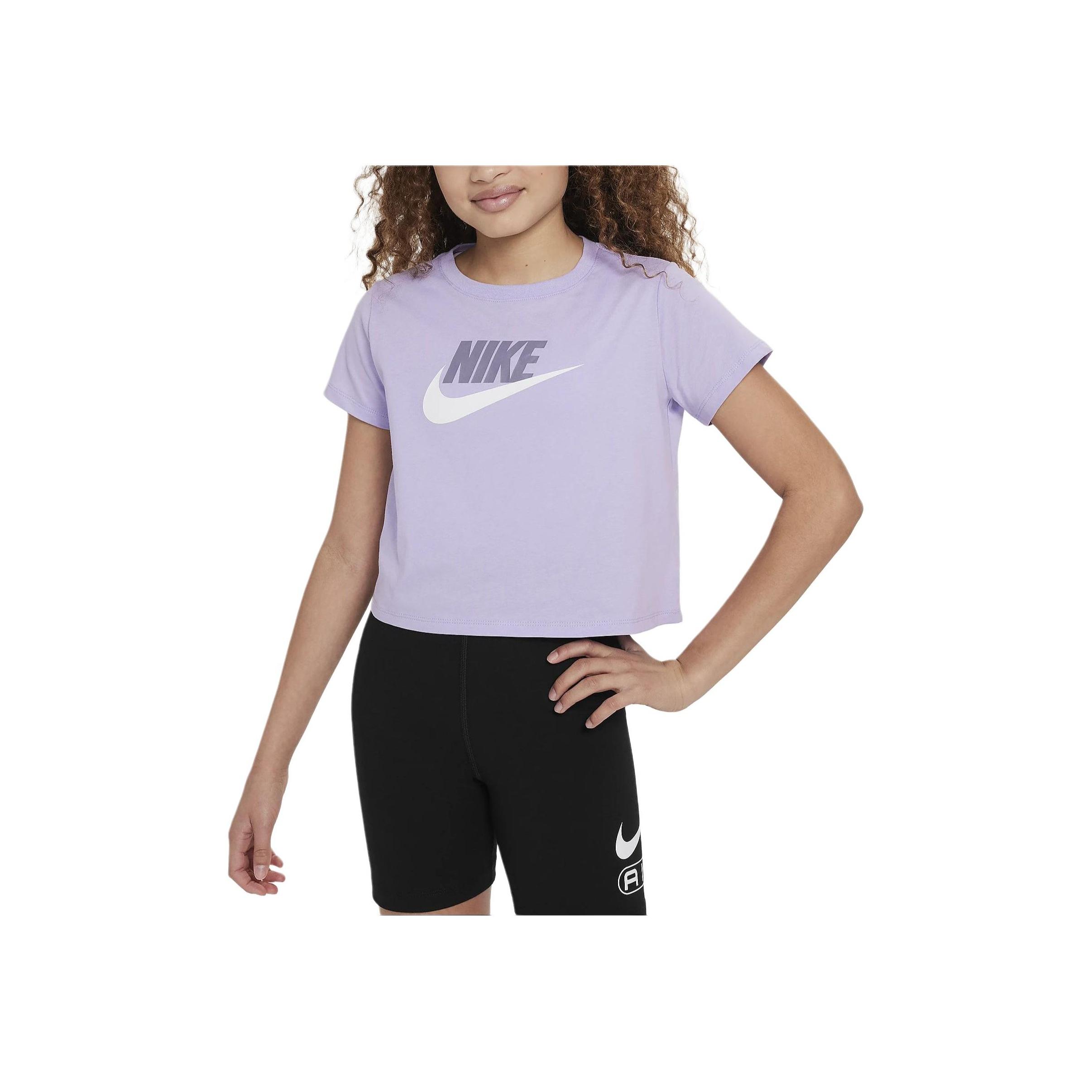 

Nike Sportswear Logo Print Crew Neck Casual Short Sleeve T-Shirt Kids tops Purple DA6925-515 S