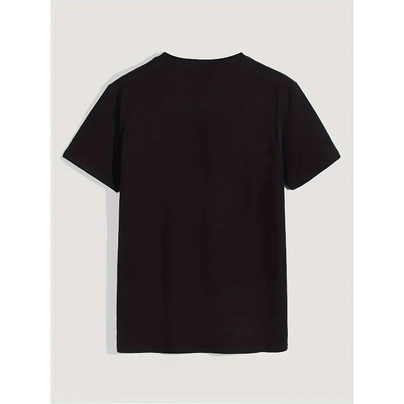 European size "Free Hugs" Print T-shirt, Men's Casual Street Style Stretch Round Neck Tee Shirt For Summer Comfortable Tees