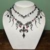 European and American Cross Pendant Necklace Halloween Gothic Woven String Chain Trend Sweet Cool Bat Collarbone Chain