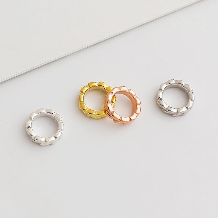 Gold-Plated S925 Sterling Silver Wheat Ear Spacer Beads for DIY Jewelry
